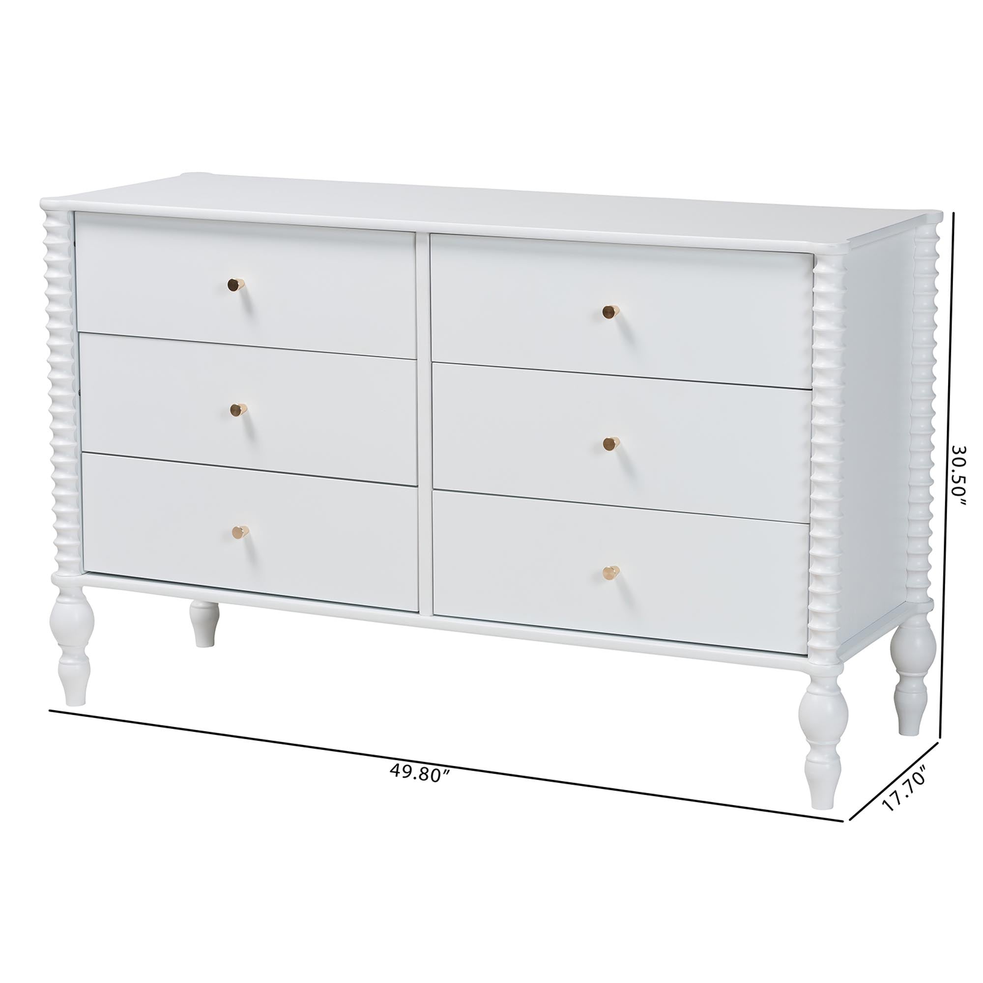 Callison Spindle Dresser 6-Drawer Farmhouse Horizontal Cabinet