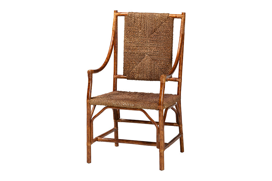Bali & Pari Ramos Marbled Tortoise Rattan and Seagrass Armchair