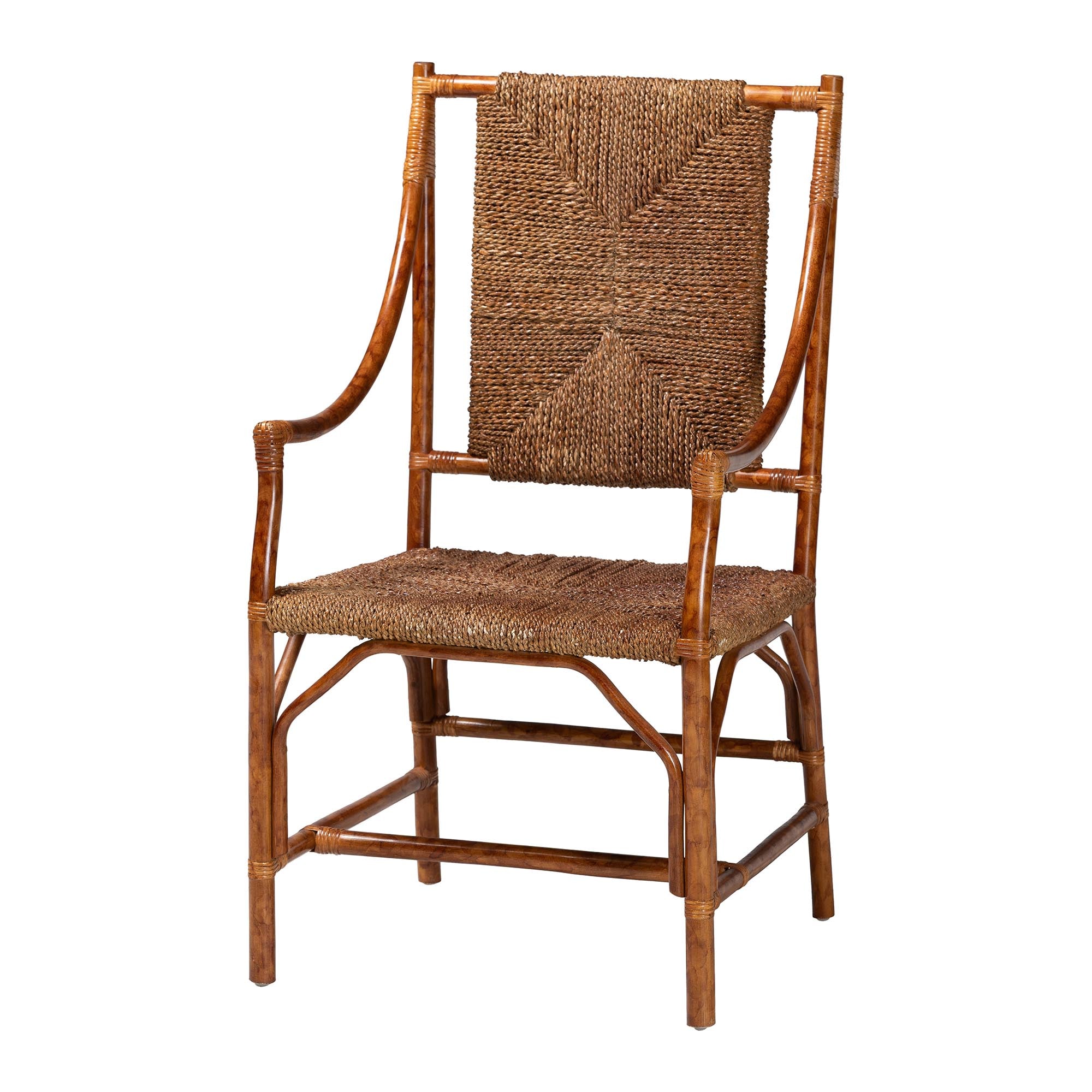 Bali & Pari Ramos Marbled Tortoise Rattan and Seagrass Armchair