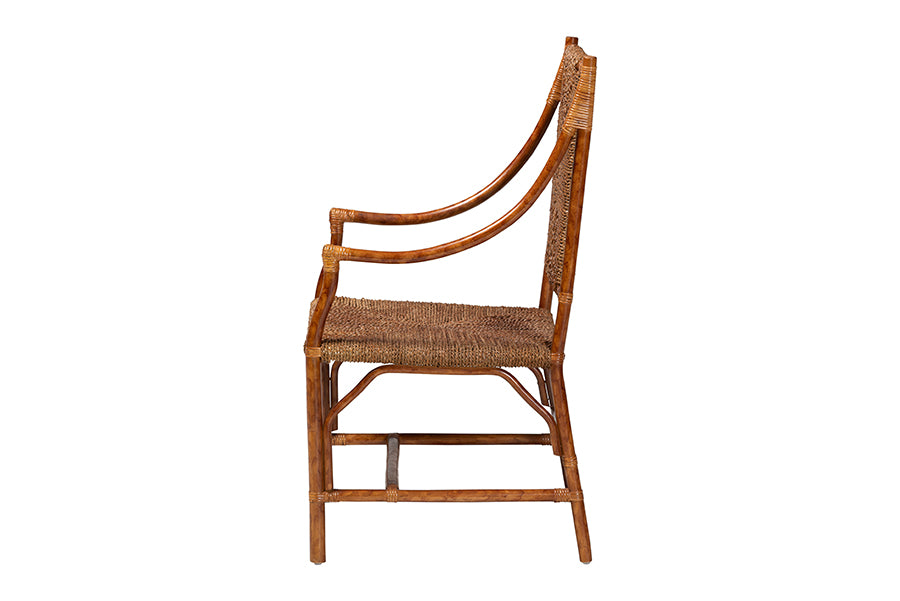 Bali & Pari Ramos Marbled Tortoise Rattan and Seagrass Armchair