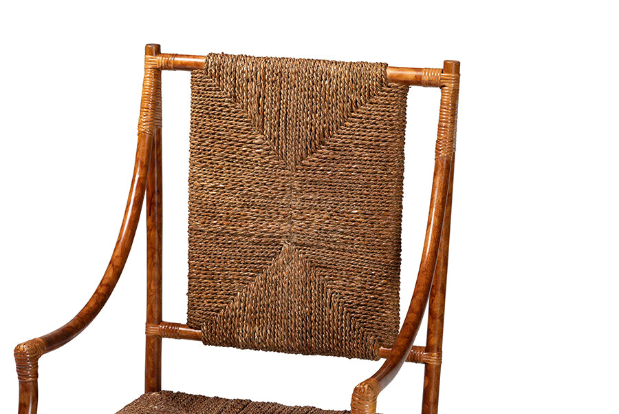 Bali & Pari Ramos Marbled Tortoise Rattan and Seagrass Armchair