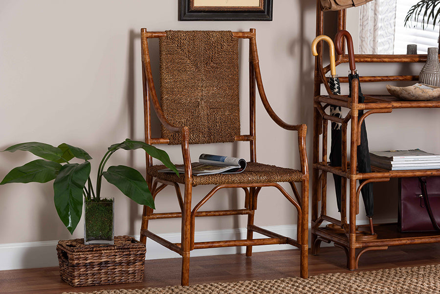 Bali & Pari Ramos Marbled Tortoise Rattan and Seagrass Armchair