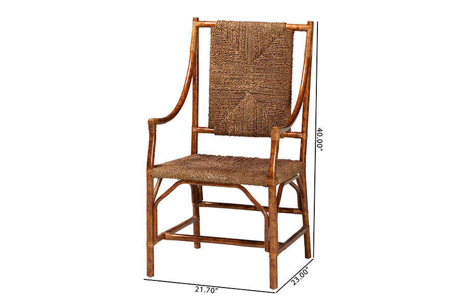 Bali & Pari Ramos Marbled Tortoise Rattan and Seagrass Armchair
