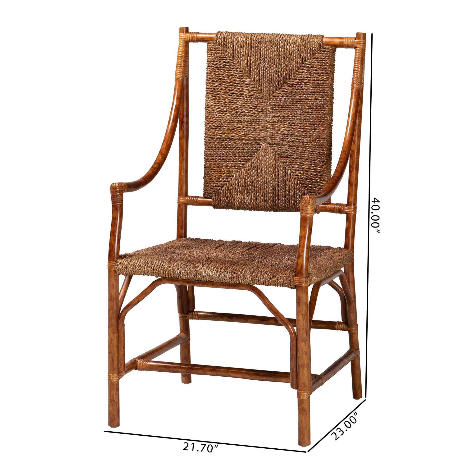 Bali & Pari Ramos Marbled Tortoise Rattan and Seagrass Armchair