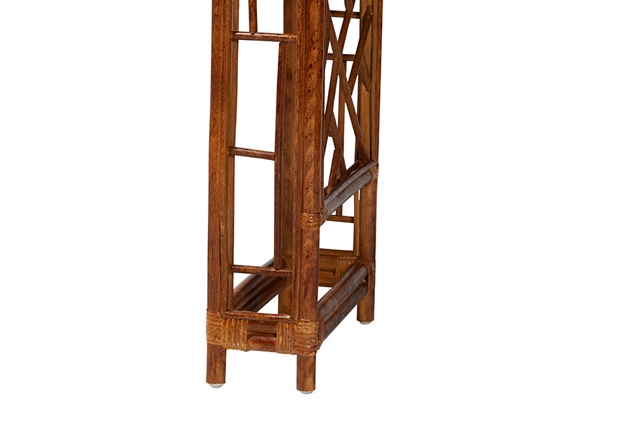 Bali & Pari Wahid Marbled Tortoise Rattan Console Table