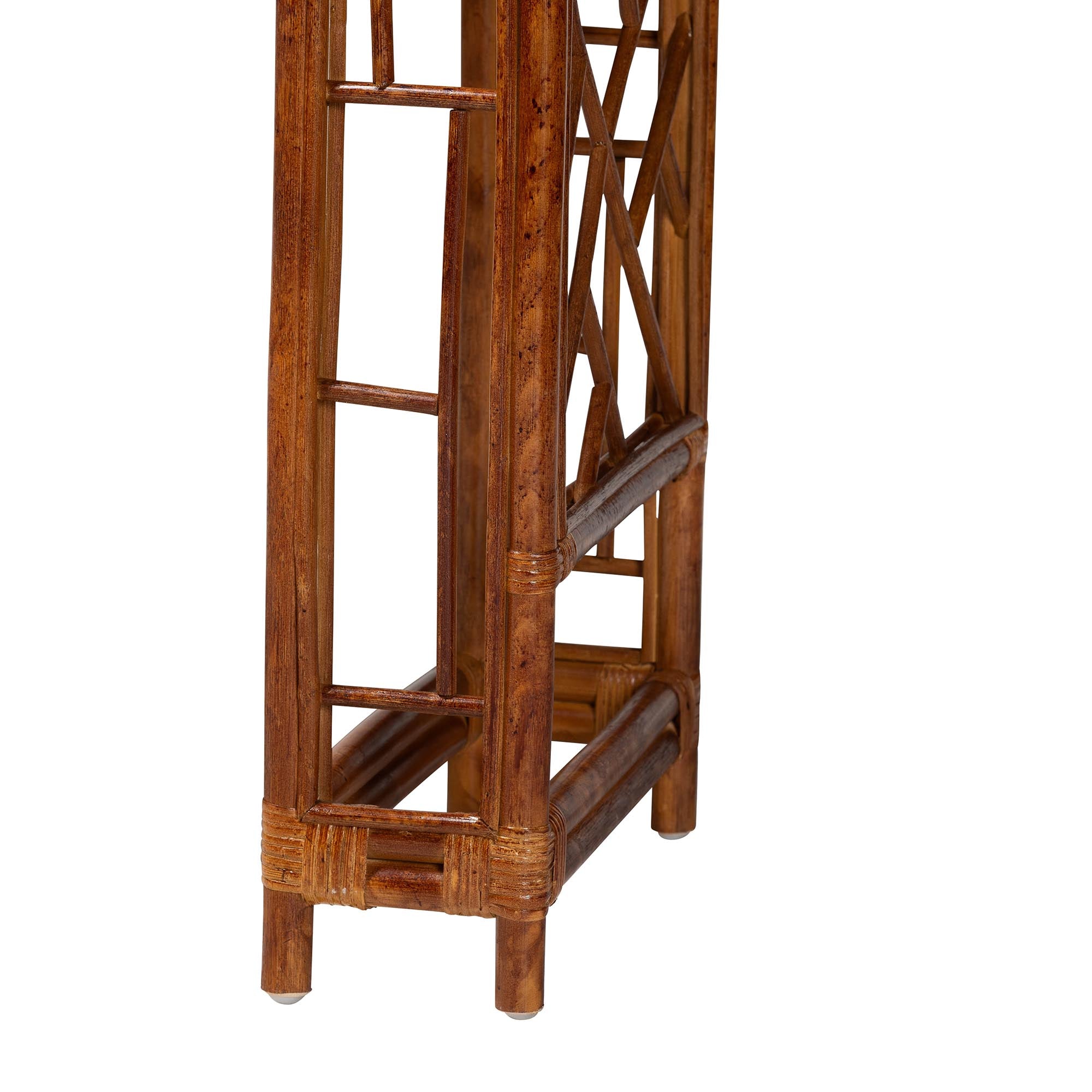 Bali & Pari Wahid Marbled Tortoise Rattan Console Table