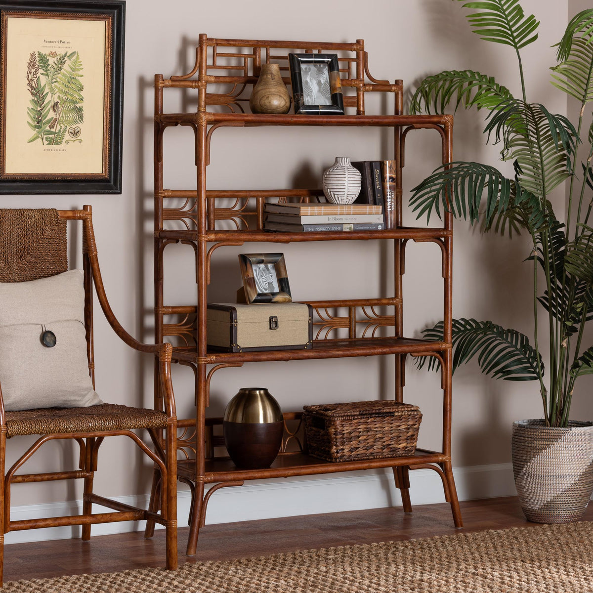 Bali & Pari Aleya Marbled Tortoise Rattan Display Shelf