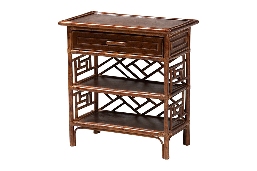 Bali & Pari Daemyn Marbled Tortoise Rattan Nightstand