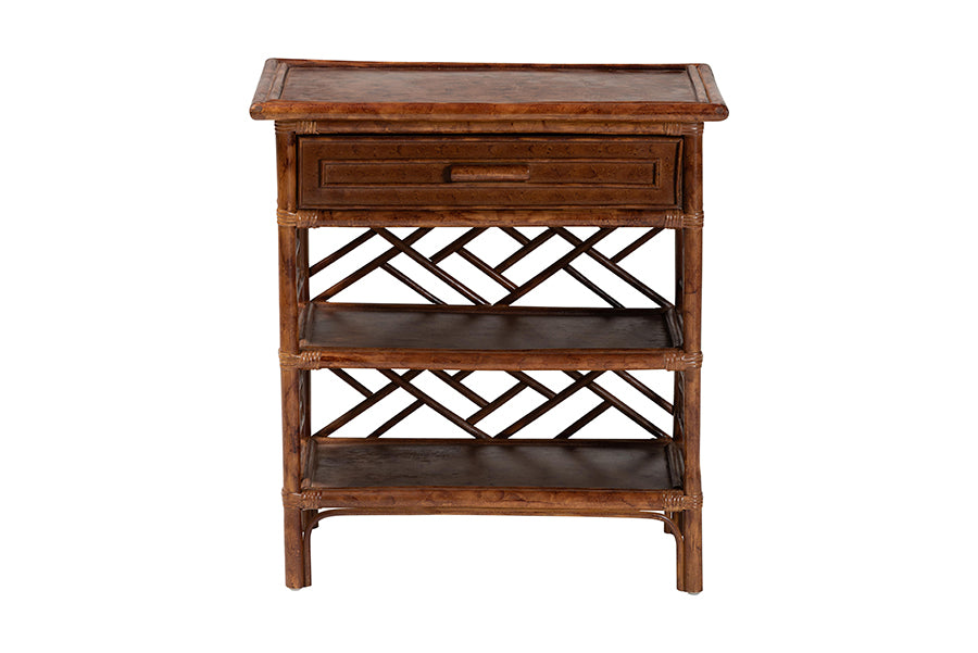 Bali & Pari Daemyn Marbled Tortoise Rattan Nightstand