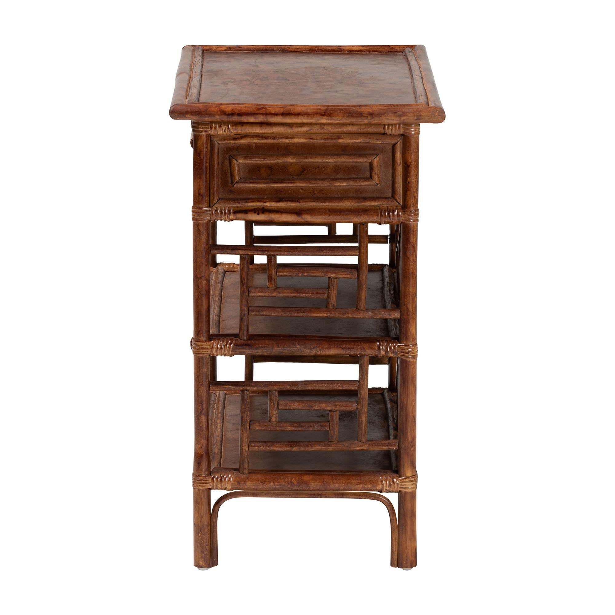 Bali & Pari Daemyn Marbled Tortoise Rattan Nightstand