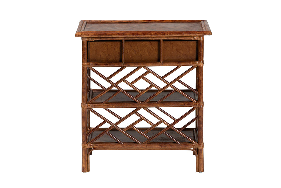 Bali & Pari Daemyn Marbled Tortoise Rattan Nightstand