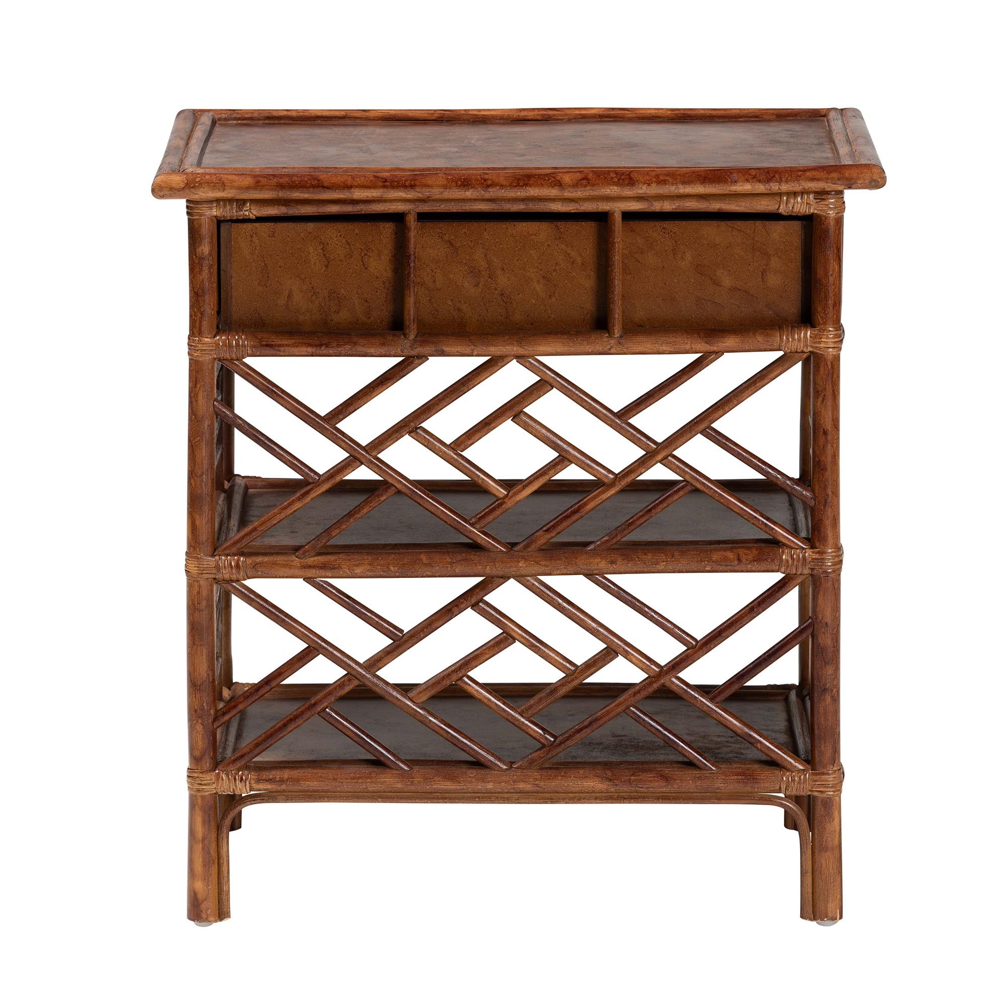 Bali & Pari Daemyn Marbled Tortoise Rattan Nightstand