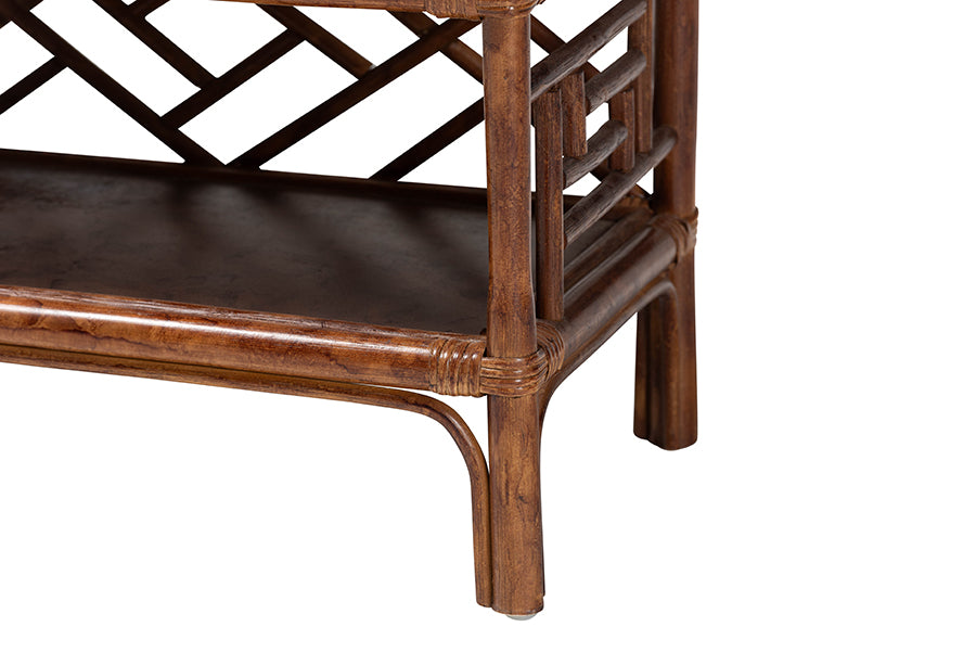 Bali & Pari Daemyn Marbled Tortoise Rattan Nightstand
