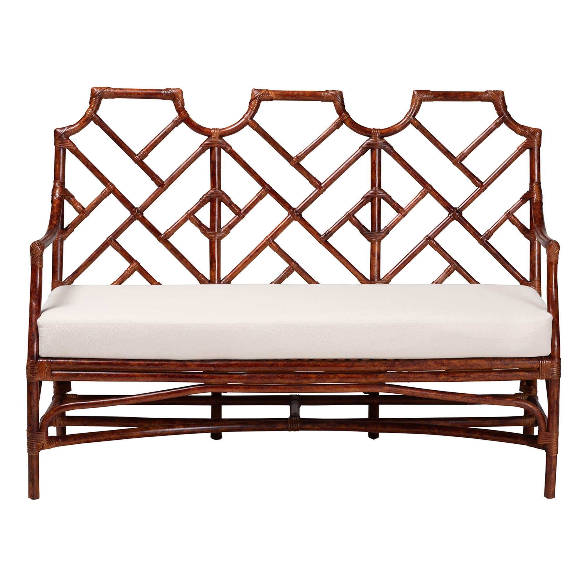 Bali & Pari Aella Marbled Tortoise Rattan Loveseat Bench