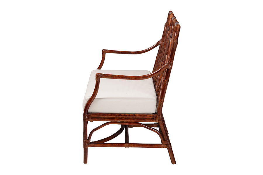 Bali & Pari Aella Marbled Tortoise Rattan Loveseat Bench