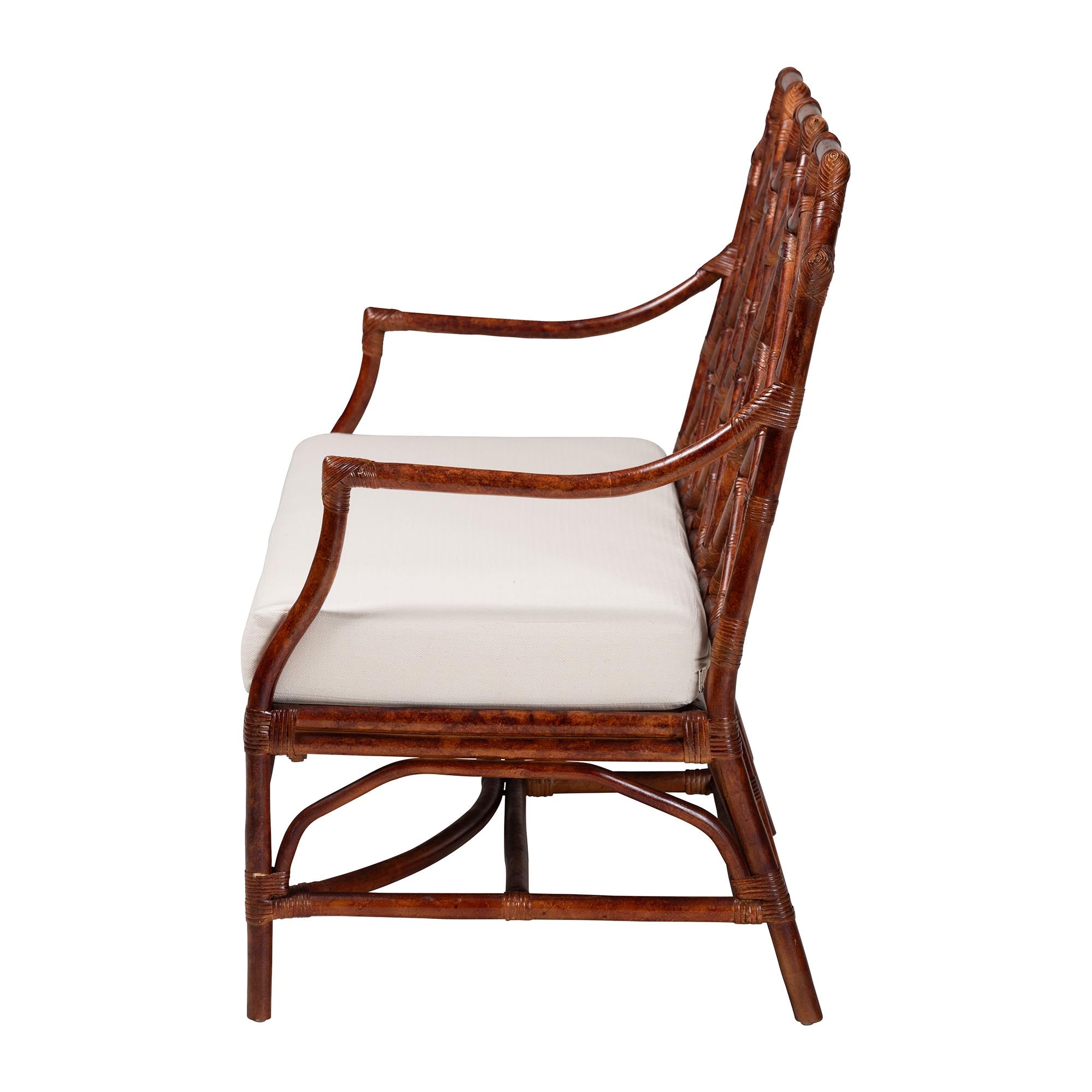 Bali & Pari Aella Marbled Tortoise Rattan Loveseat Bench