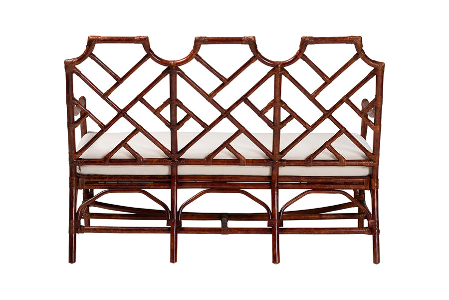 Bali & Pari Aella Marbled Tortoise Rattan Loveseat Bench