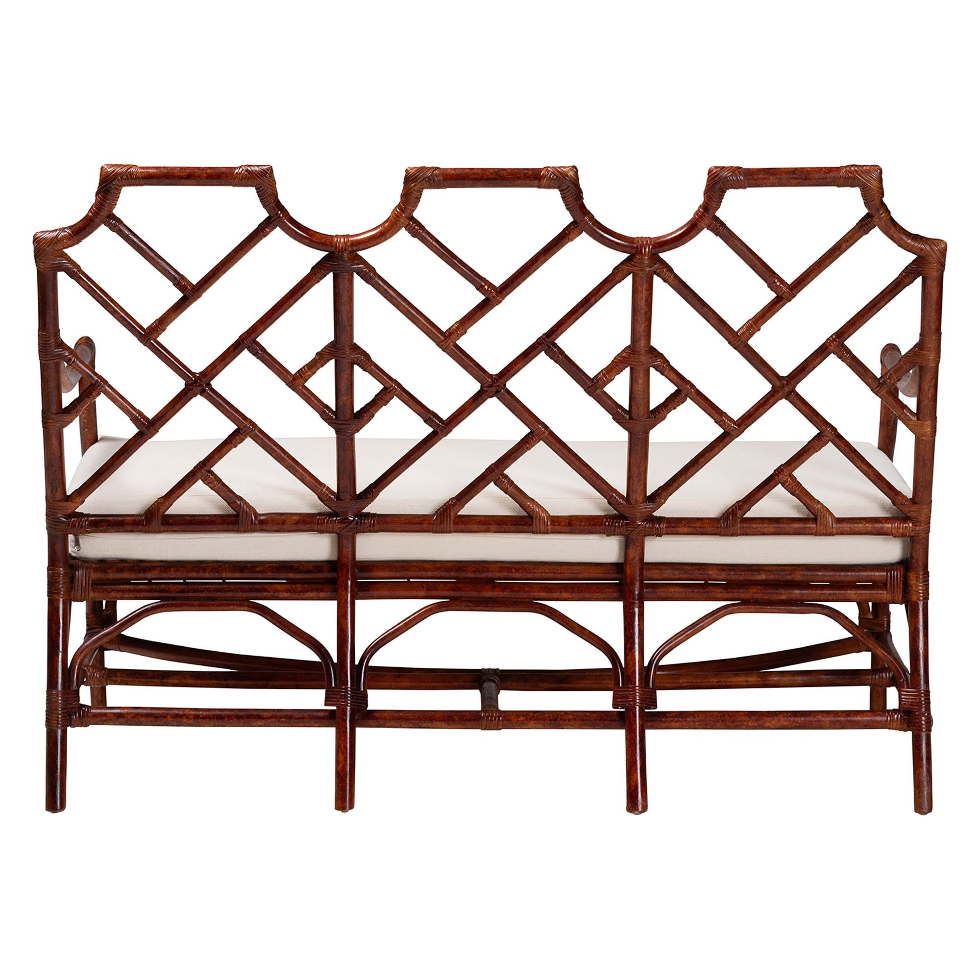 Bali & Pari Aella Marbled Tortoise Rattan Loveseat Bench