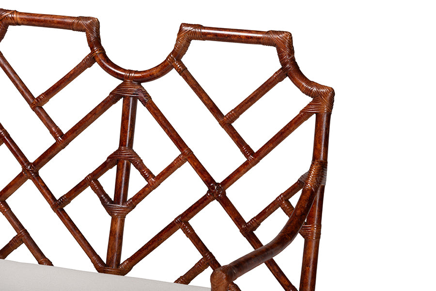 Bali & Pari Aella Marbled Tortoise Rattan Loveseat Bench