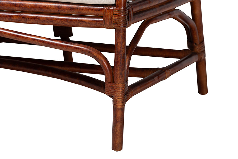Bali & Pari Aella Marbled Tortoise Rattan Loveseat Bench
