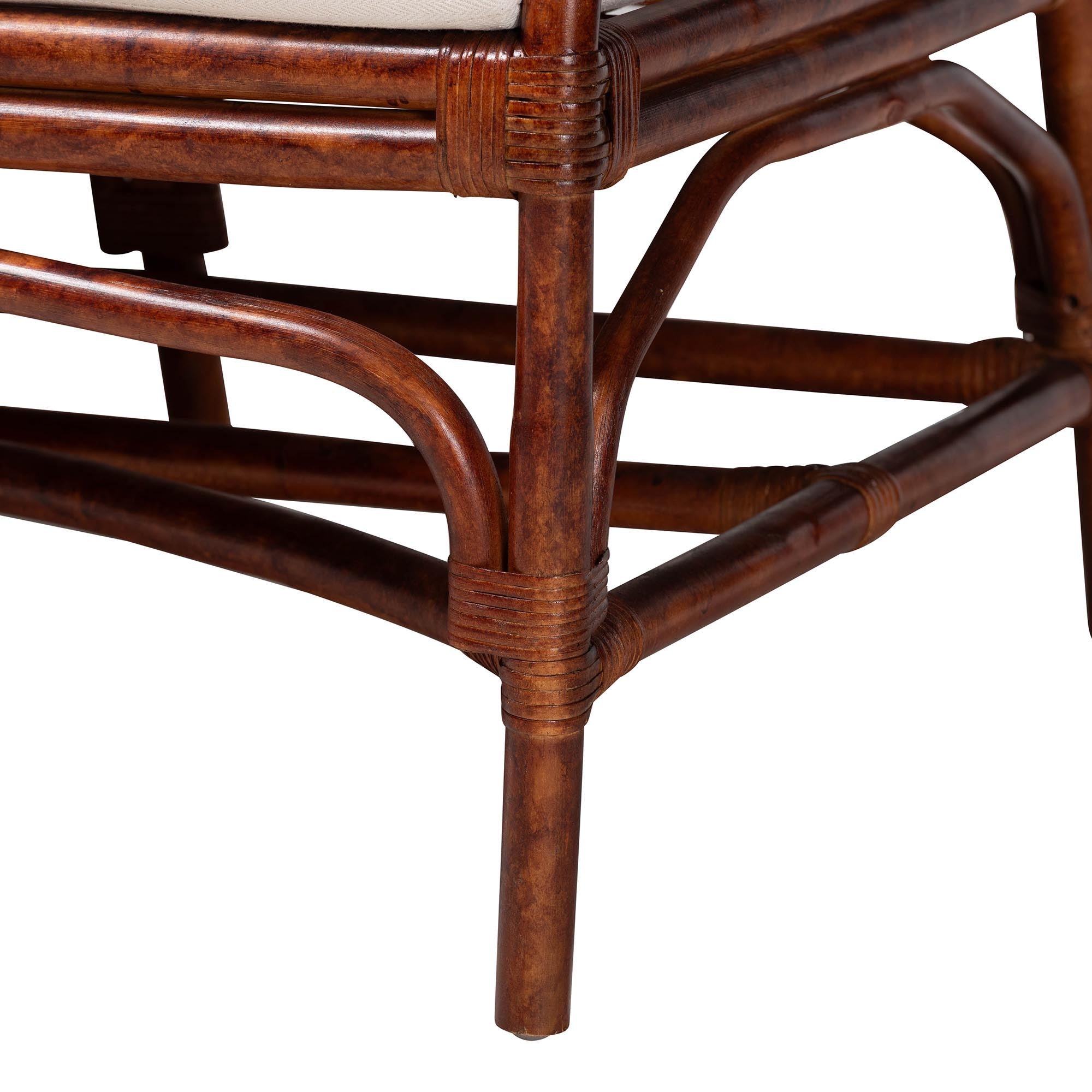 Bali & Pari Aella Marbled Tortoise Rattan Loveseat Bench