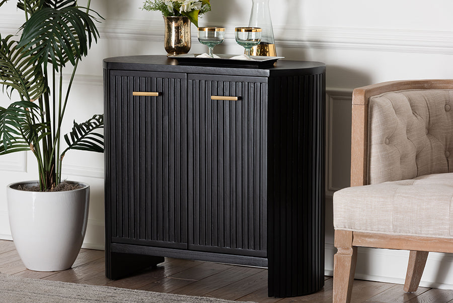 Bali & Pari Keshet Fluted Wood Storage Cabinet