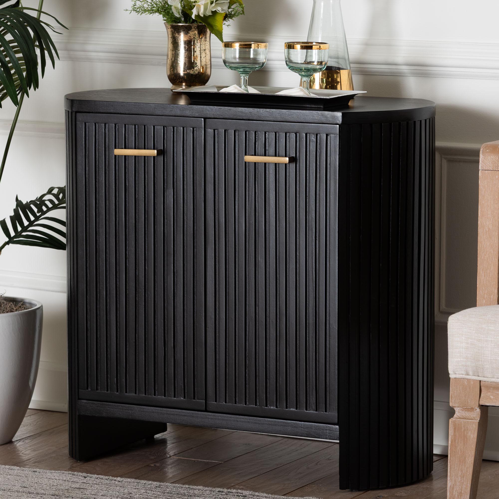 Bali & Pari Keshet Fluted Wood Storage Cabinet
