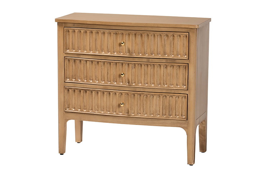 Bali & Pari Lavi Fluted Wood Chest 3-Drawer Storage Chest
