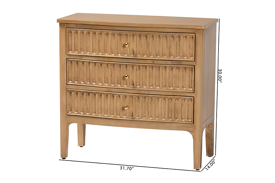 Bali & Pari Lavi Fluted Wood Chest 3-Drawer Storage Chest