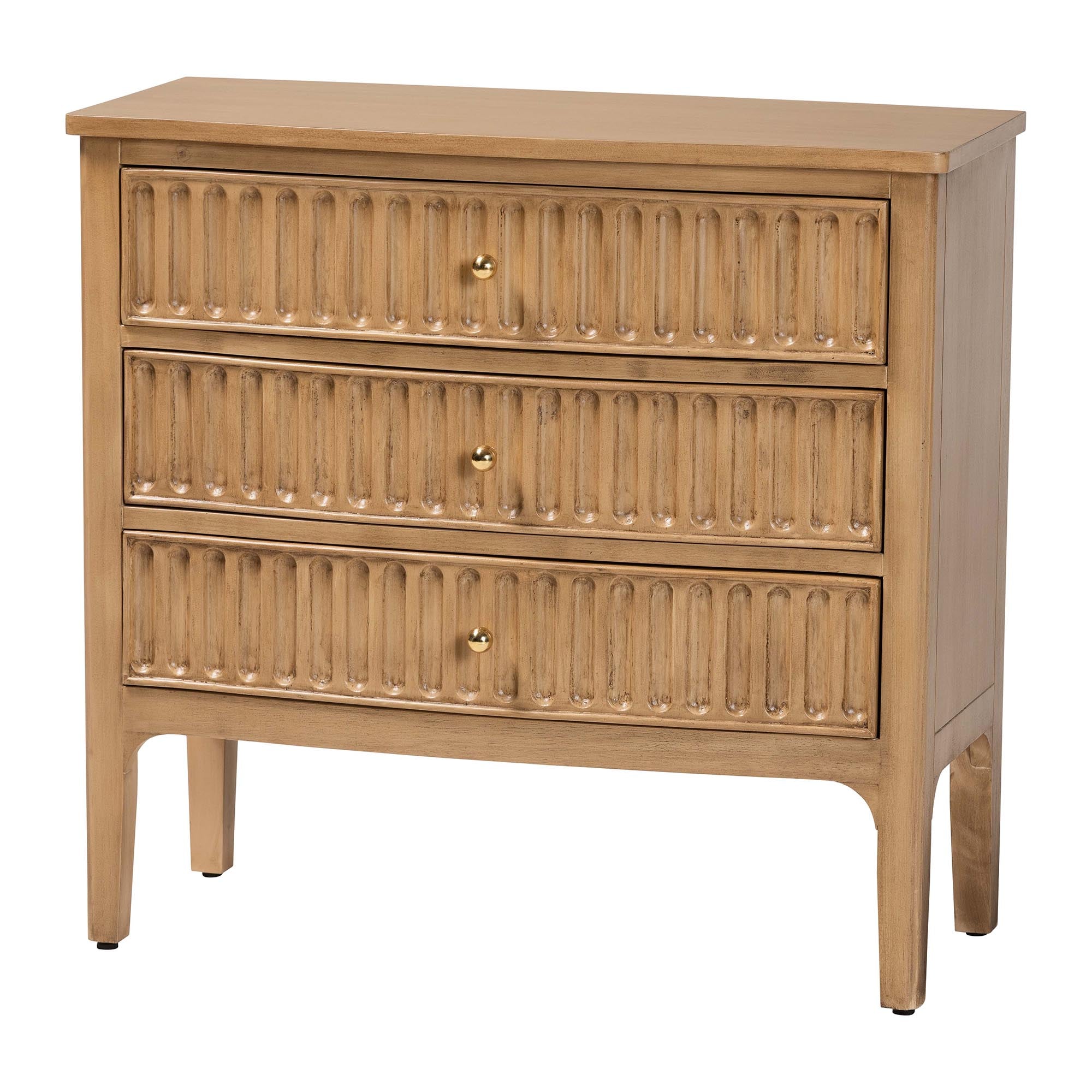 Bali & Pari Lavi Fluted Wood Chest 3-Drawer Storage Chest