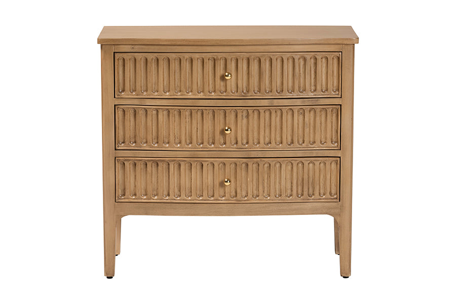 Bali & Pari Lavi Fluted Wood Chest 3-Drawer Storage Chest