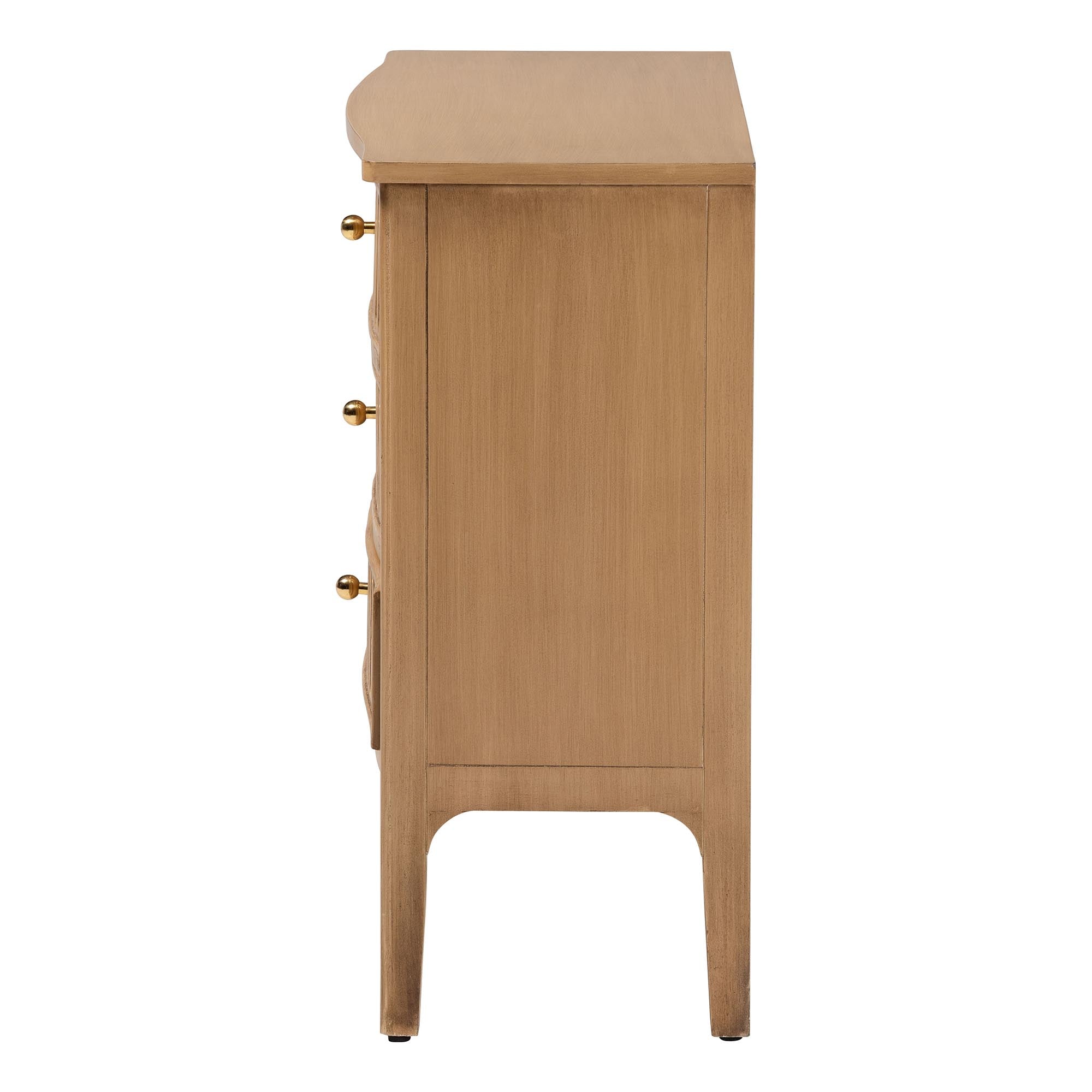 Bali & Pari Lavi Fluted Wood Chest 3-Drawer Storage Chest