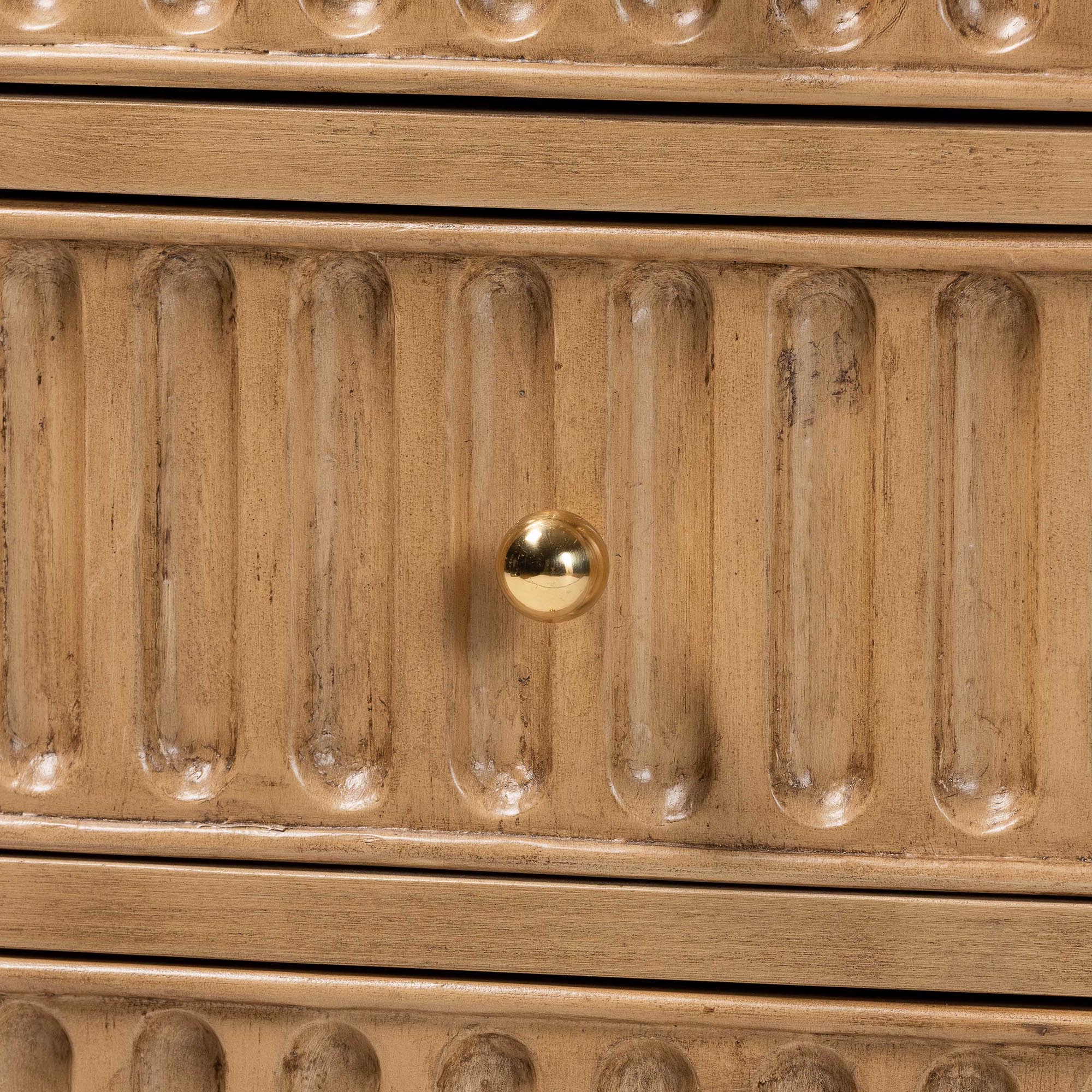 Bali & Pari Lavi Fluted Wood Chest 3-Drawer Storage Chest