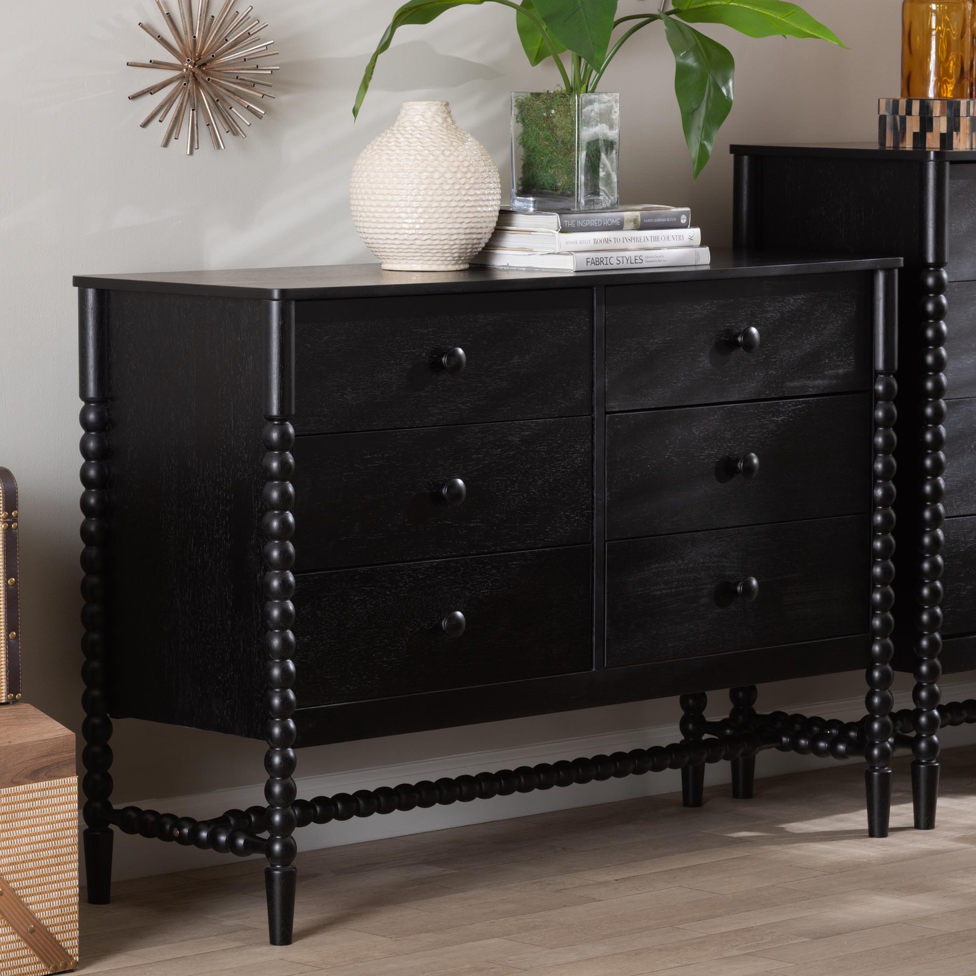 Brantley Spindle Dresser 6-Drawer Horizontal Storage Cabinet