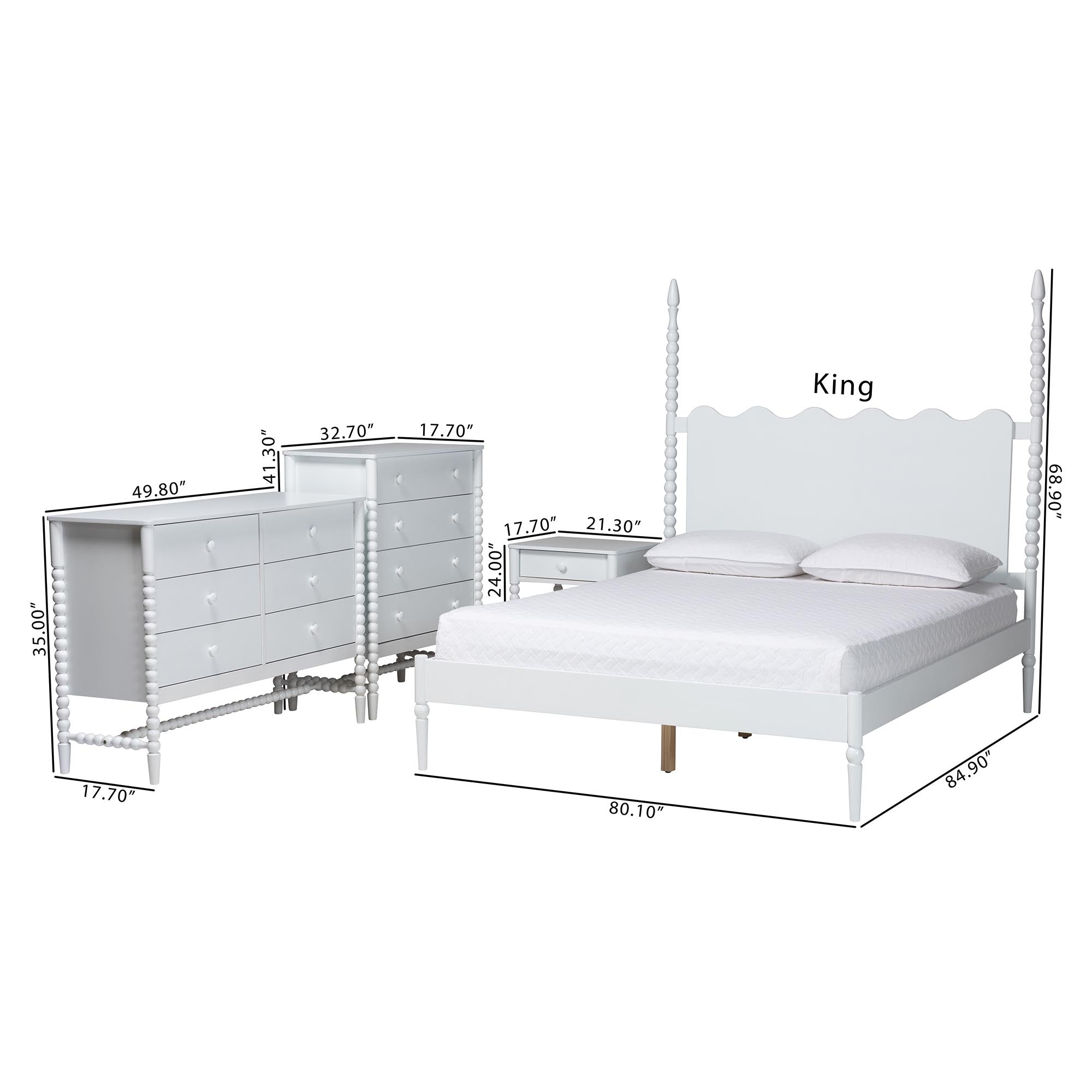 Brantley Spindle 4-Piece Bedroom Set 1-Drawer Nightstand