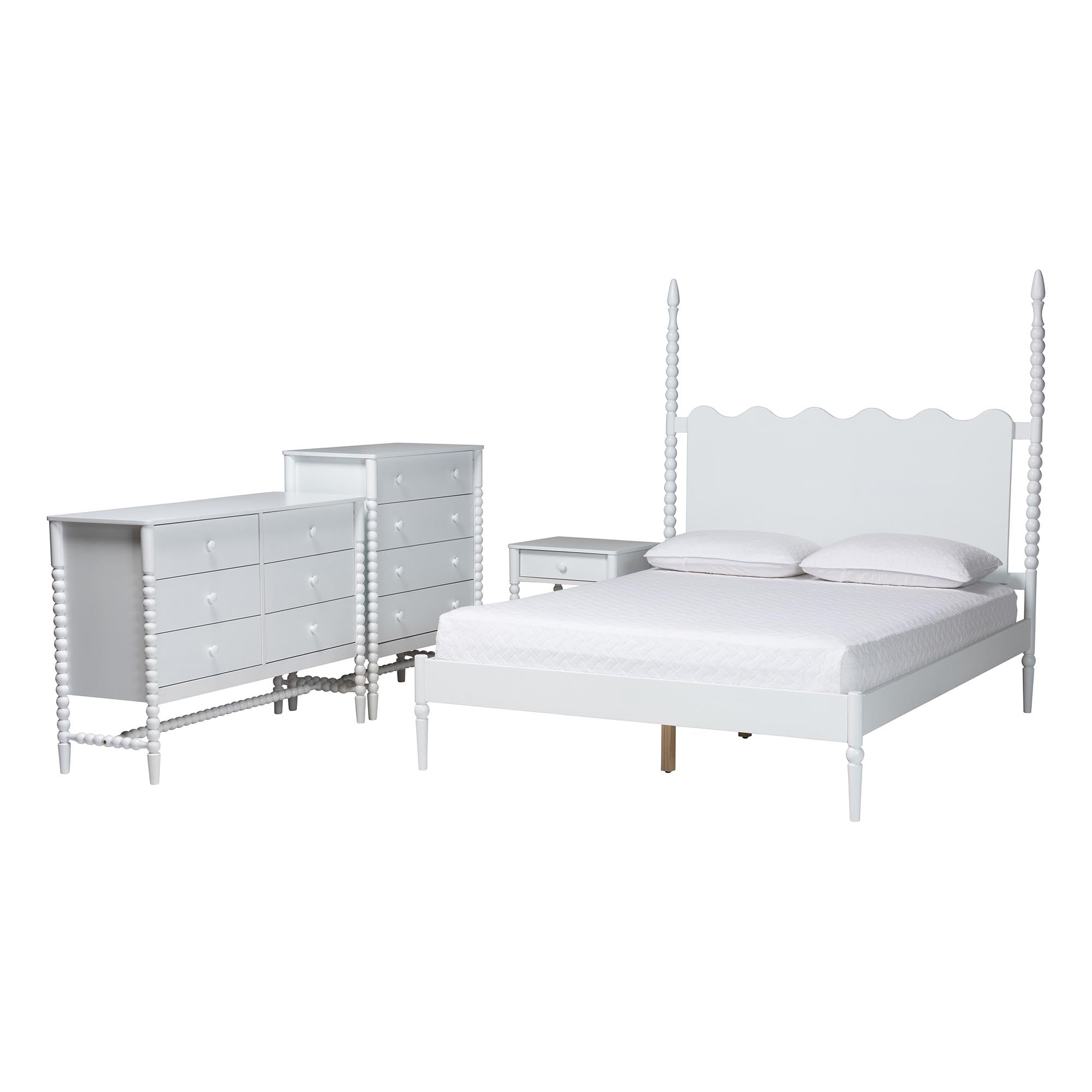 Brantley Spindle 4-Piece Bedroom Set 1-Drawer Nightstand