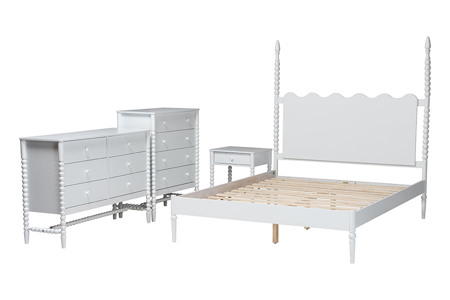 Brantley Spindle 4-Piece Bedroom Set 1-Drawer Nightstand