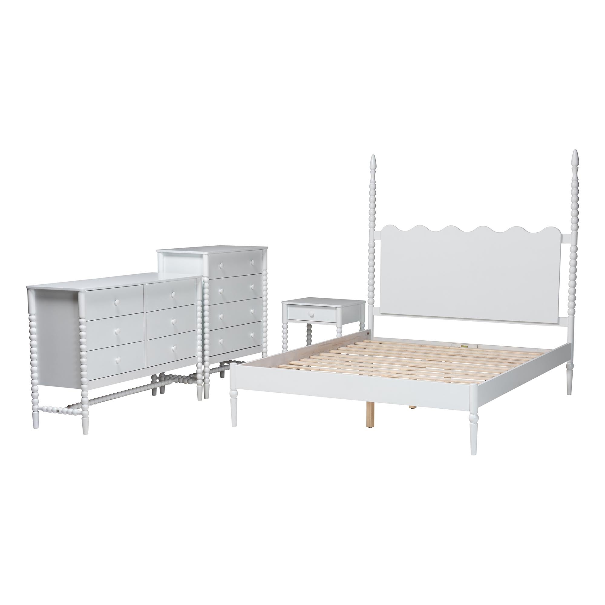 Brantley Spindle 4-Piece Bedroom Set 1-Drawer Nightstand