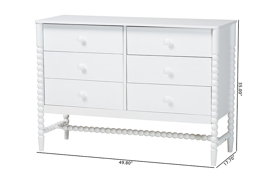 Brantley Spindle Dresser 6-Drawer Horizontal Storage Cabinet