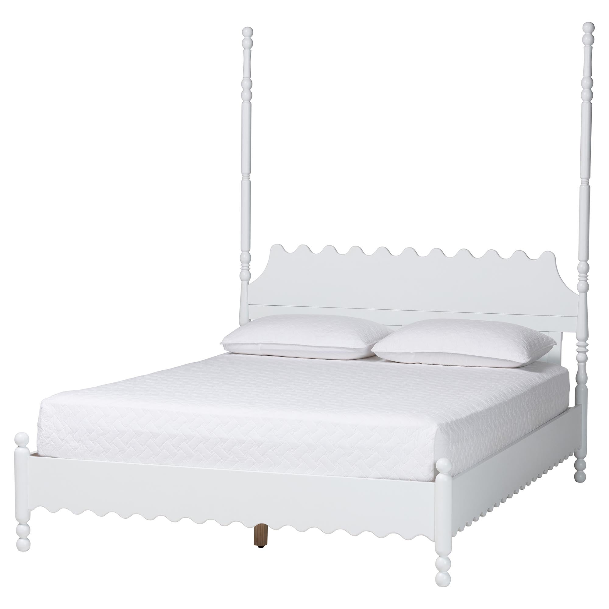 Hoffman 4-Piece Scalloped Bedroom Set 2-Drawer Nightstand