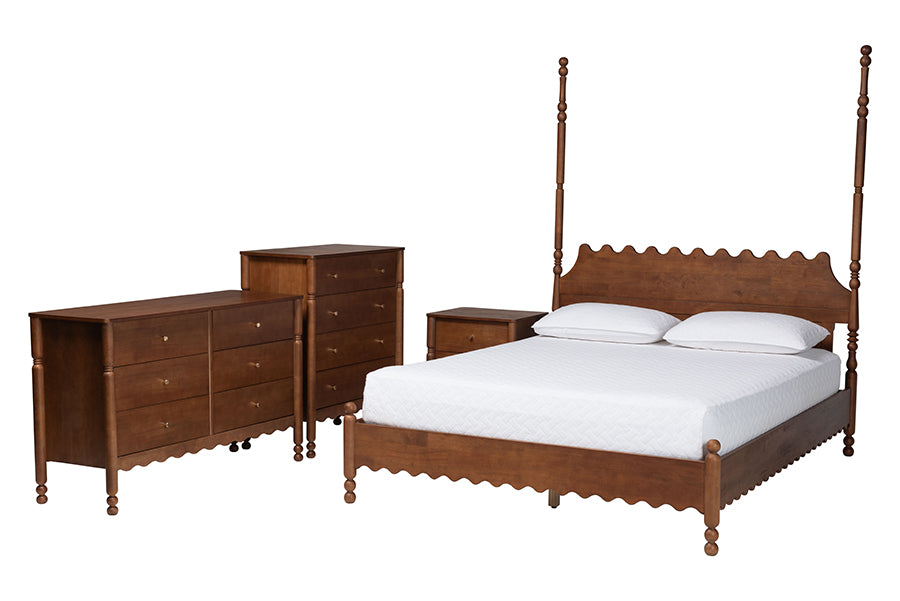 Hoffman 4-Piece Scalloped Bedroom Set 2-Drawer Nightstand
