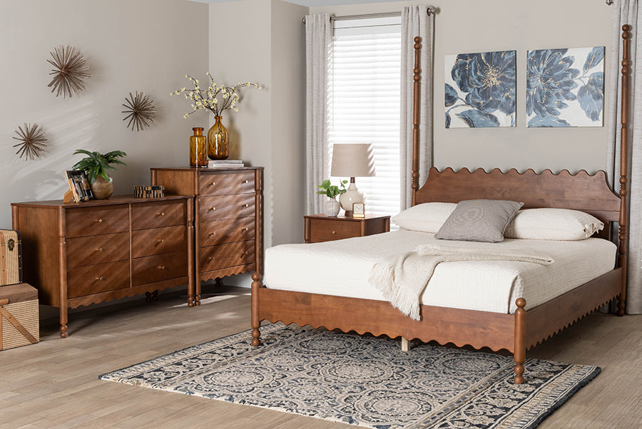 Hoffman 4-Piece Scalloped Bedroom Set 2-Drawer Nightstand