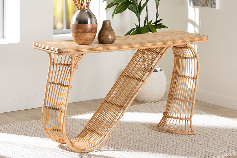 Bali & Pari Araceli Rattan S-Curve Console Table