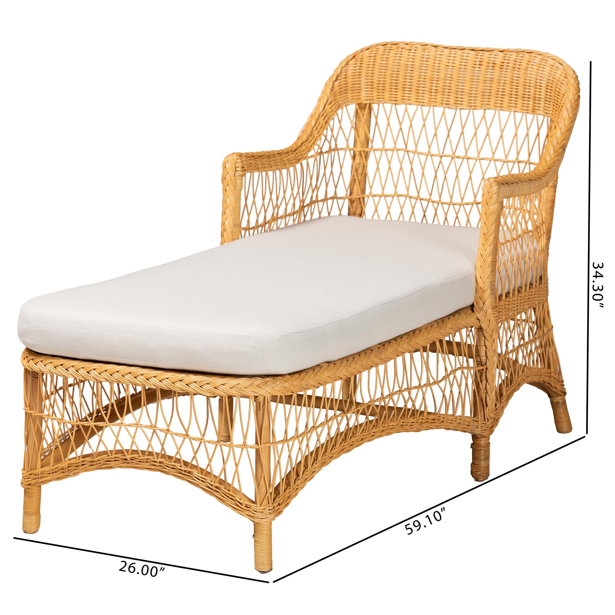 Bali & Pari Bruno Rattan Chaise Lounge Chair