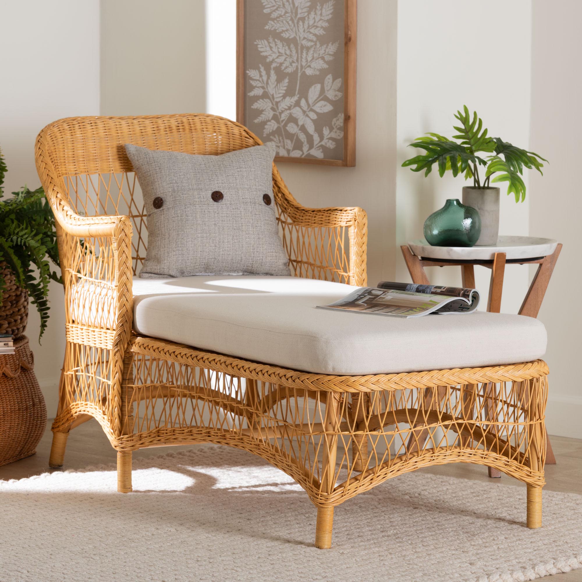 Bali & Pari Bruno Rattan Chaise Lounge Chair