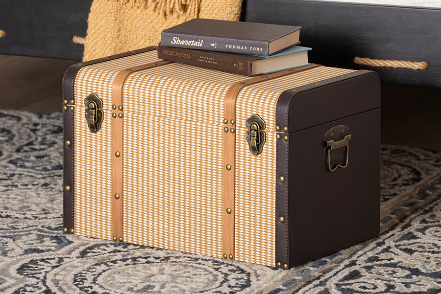 Manton Storage Trunk - Decorative Storage Chest with Hinged Top and Woven Exterior for Living Room or Bedroom