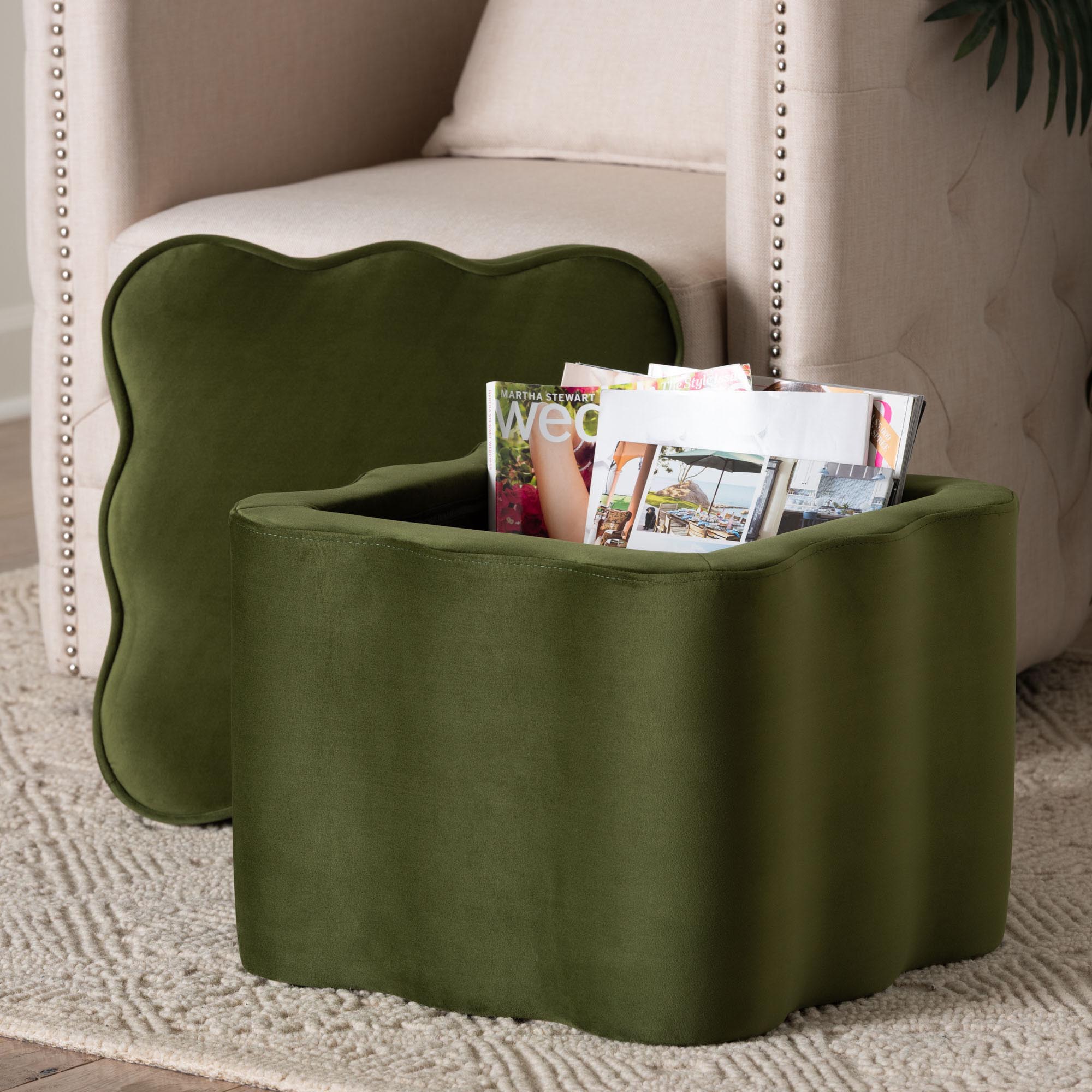 Paulina Velvet Storage Ottoman