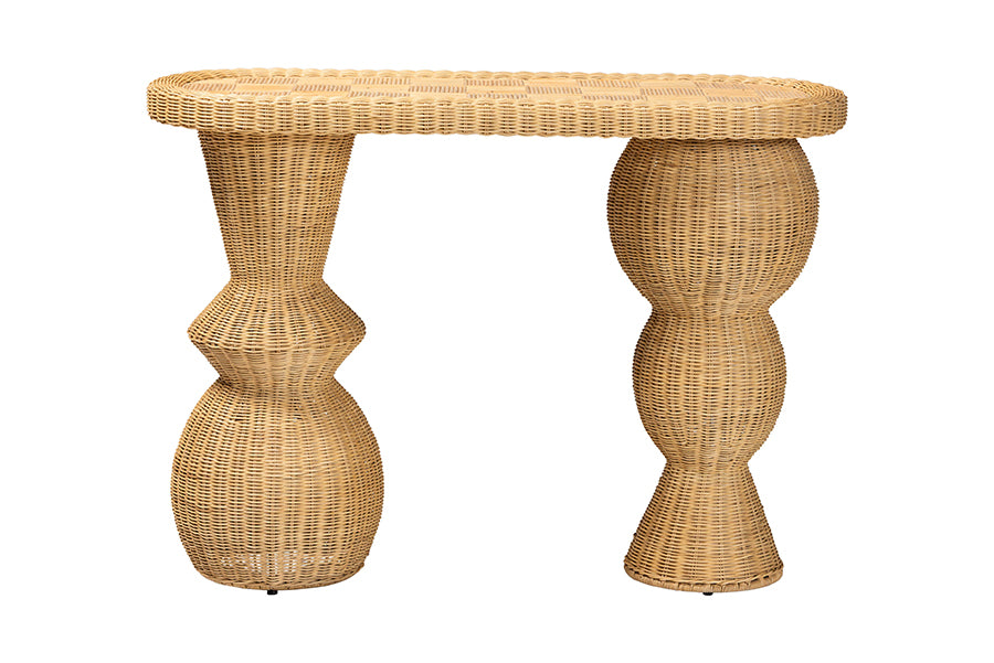 Bali & Pari Hisao Rattan Checkered Console Table