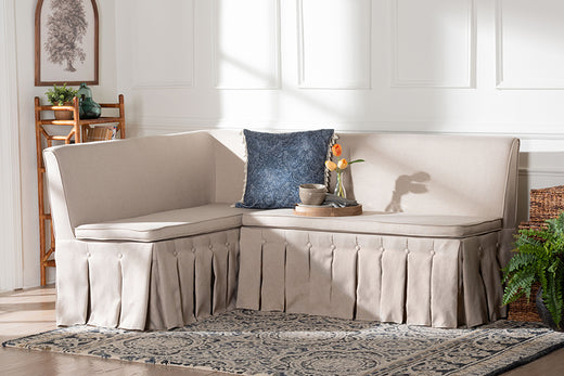 Meyer 2-Piece Fabric Upholstered Dining Nook Bench Set