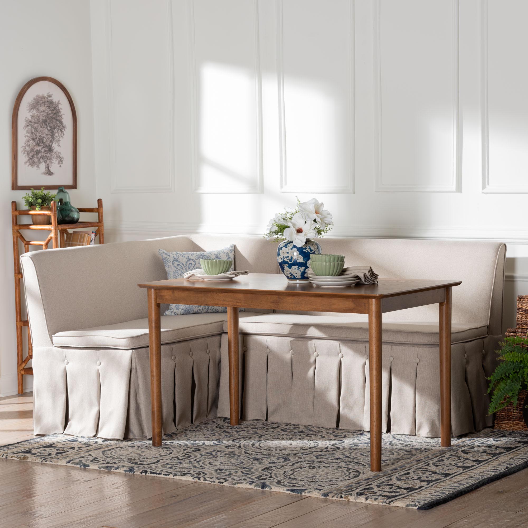 Reuben 3-Piece Fabric Upholstered Dining Nook Set